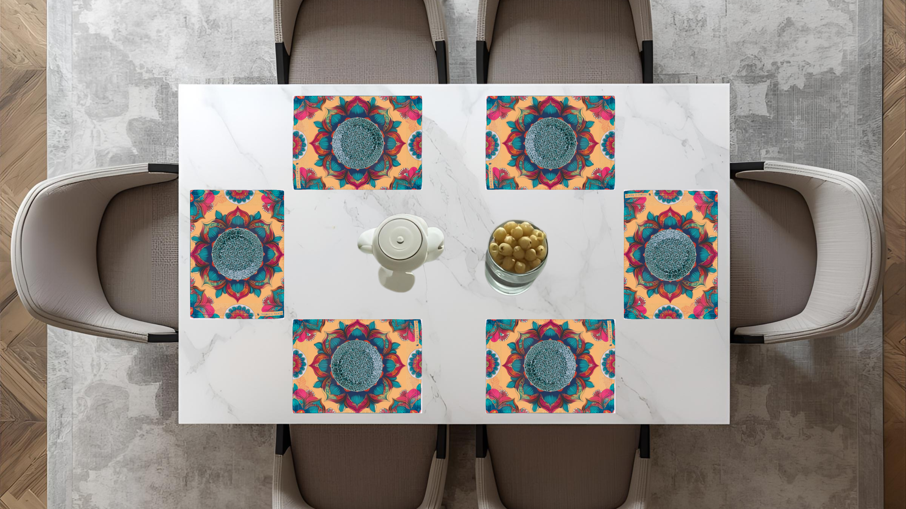 Polyster Fabric Set of 6 Table Placemats - Regal