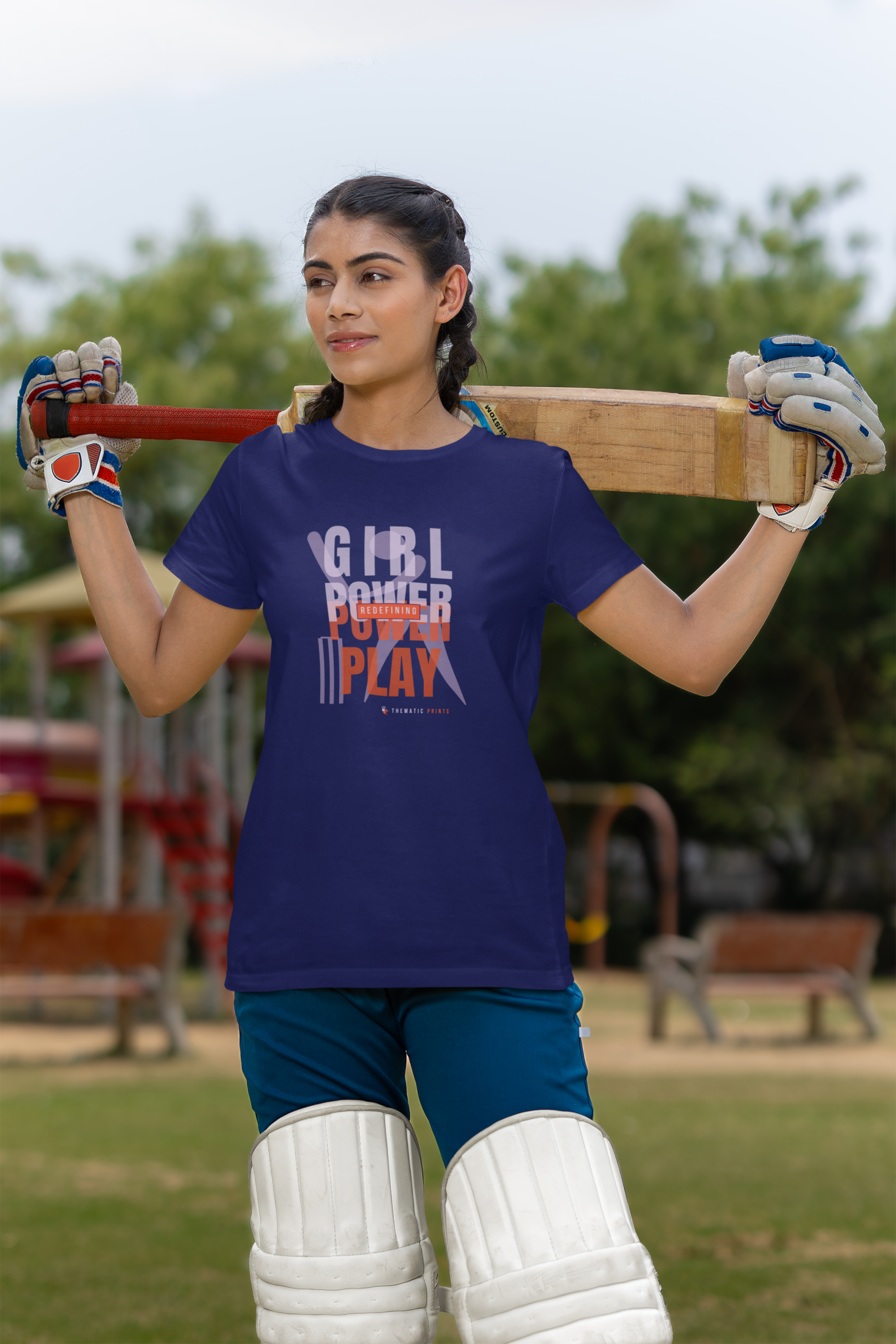 Girl Power Play Women's Cricket Typography T-Shirt