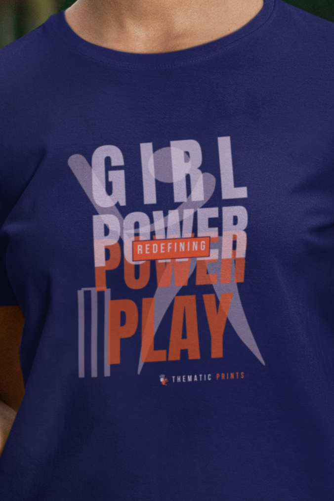 Girl Power Play Women's Cricket Typography T-Shirt
