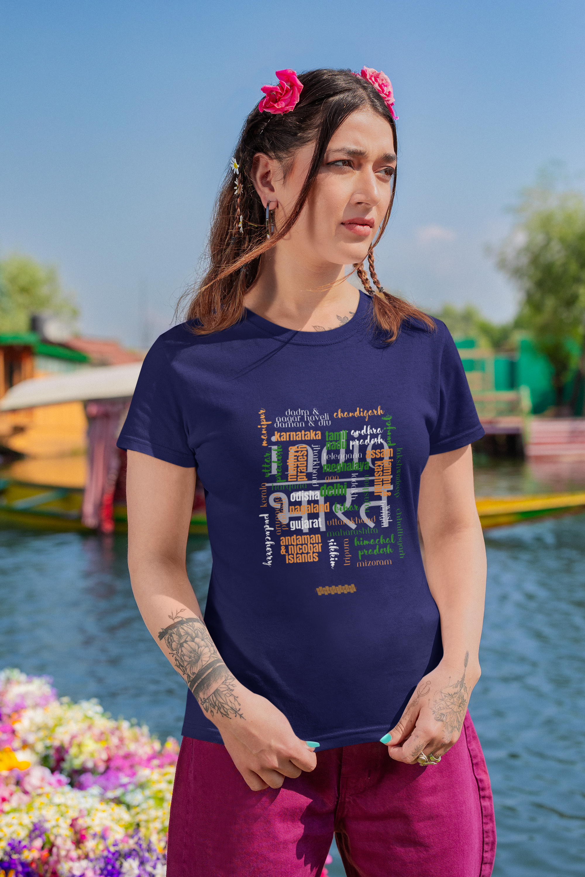 Celebrate India's Unity in Diversity Women's T-Shirt - All Indian States Typography Design