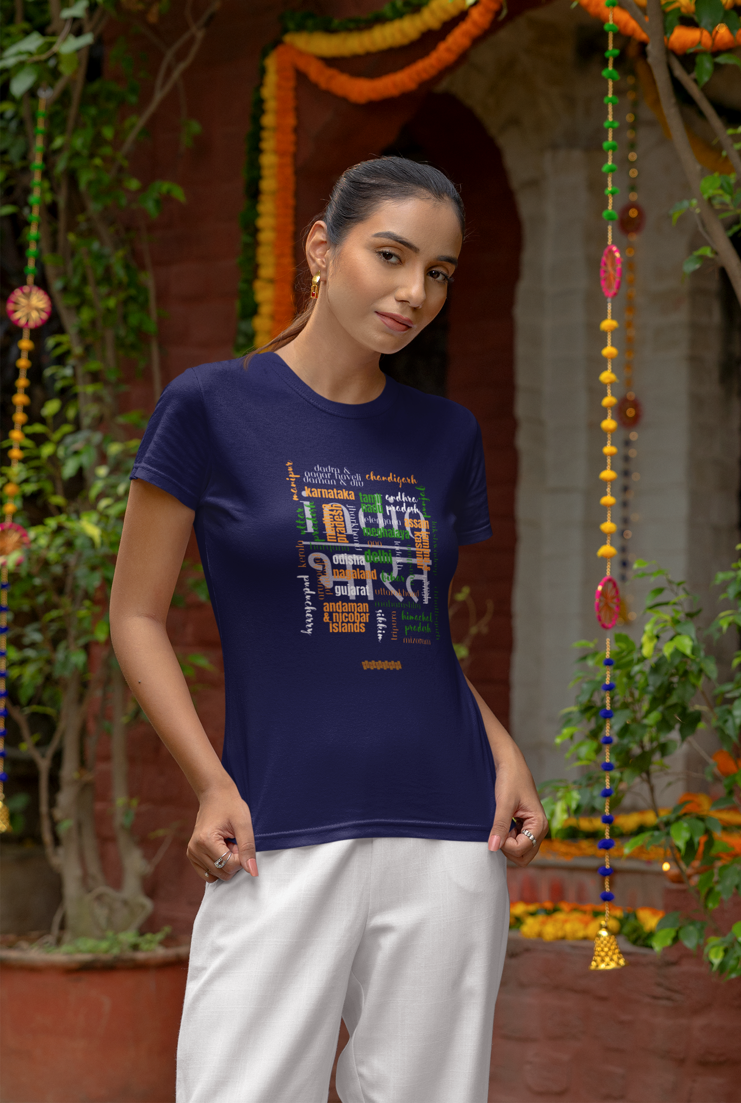 Celebrate India's Unity in Diversity Women's T-Shirt - All Indian States Typography Design