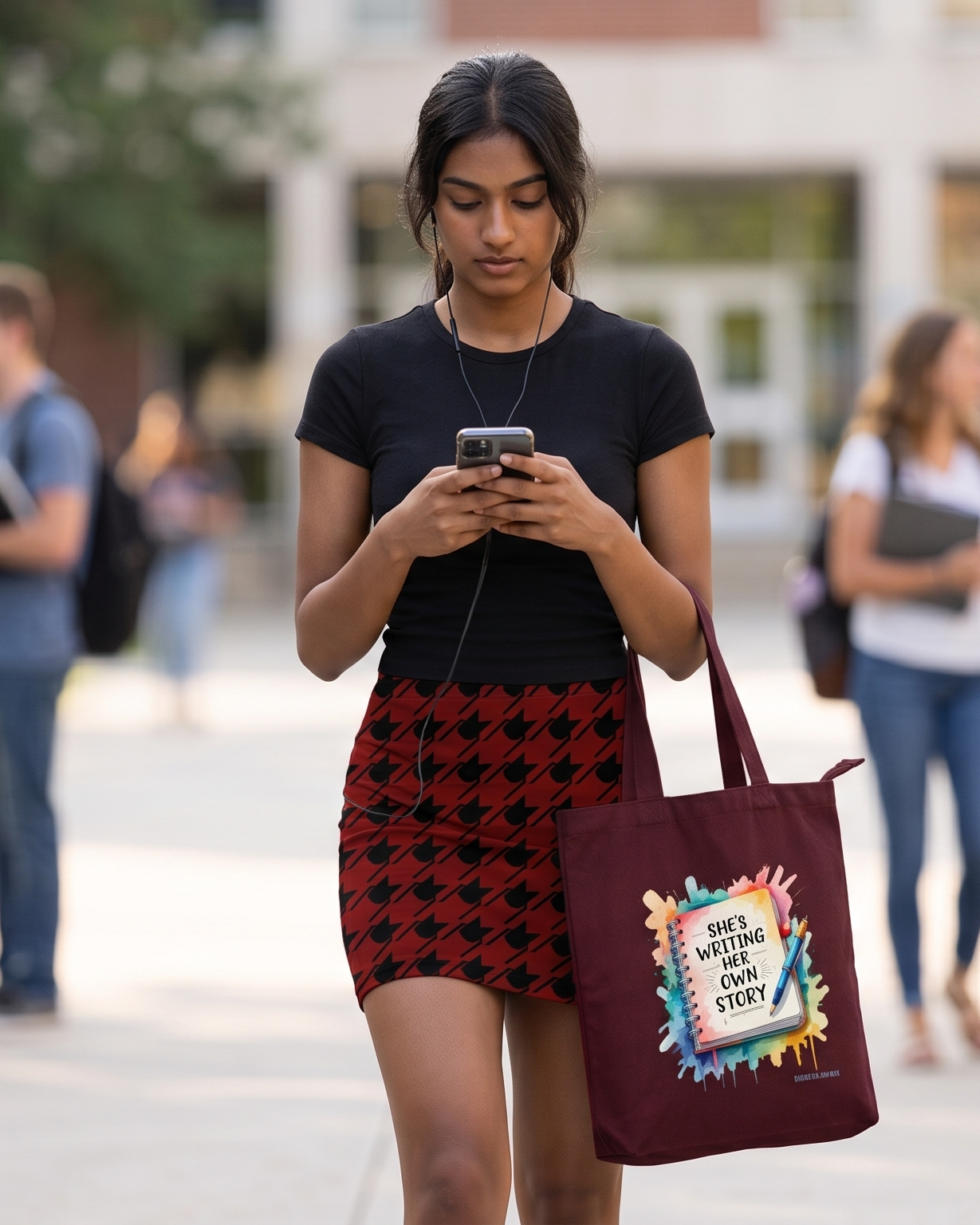 Canvas Tote Bag with Zipper | Tote Bag for College GIrls | She is Writing Her Own Story