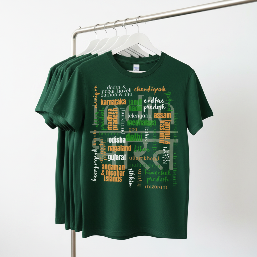 Unisex Regular Fit Independence Day T-Shirt | All Indian States Typography Print