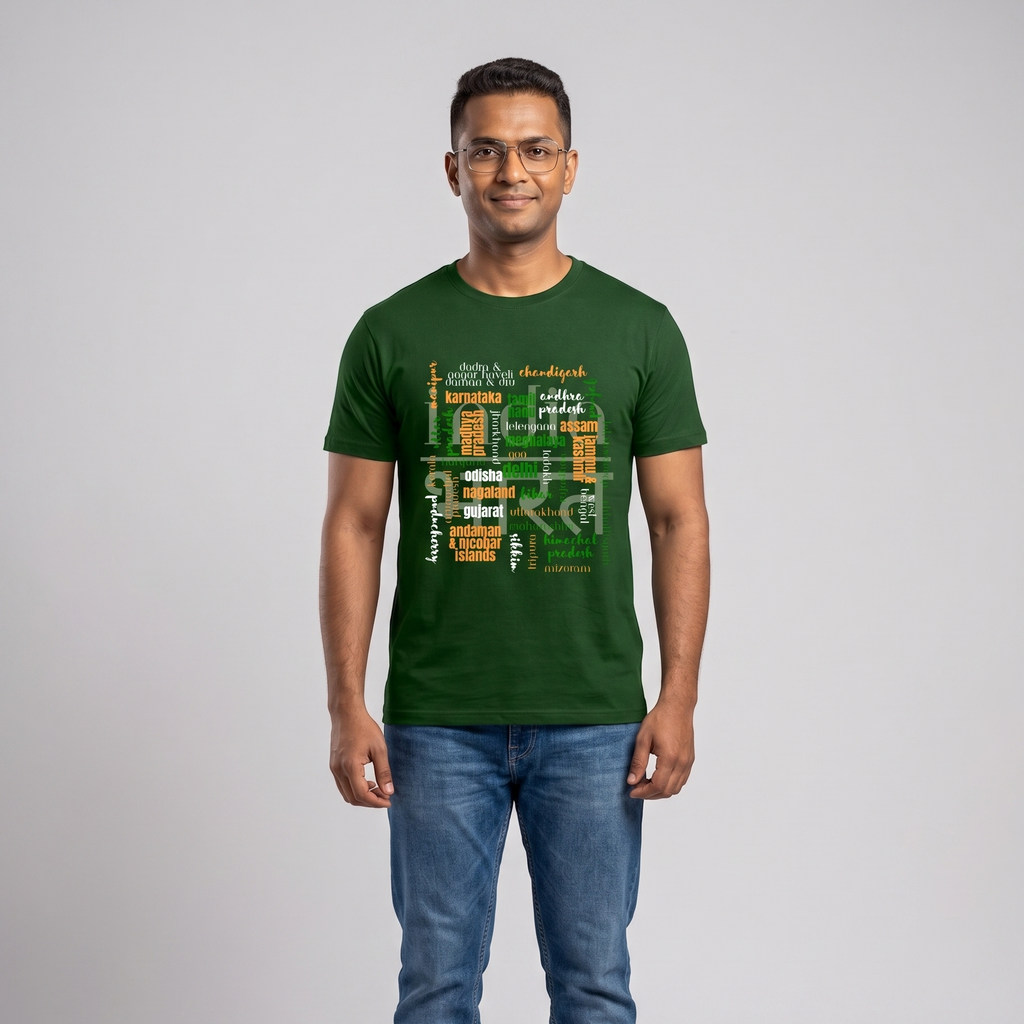Unisex Regular Fit Independence Day T-Shirt | All Indian States Typography Print
