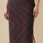 Women's Printed Pencil Skirt | Weave | Diagonal Line Print | Ankle Length | Bodycon