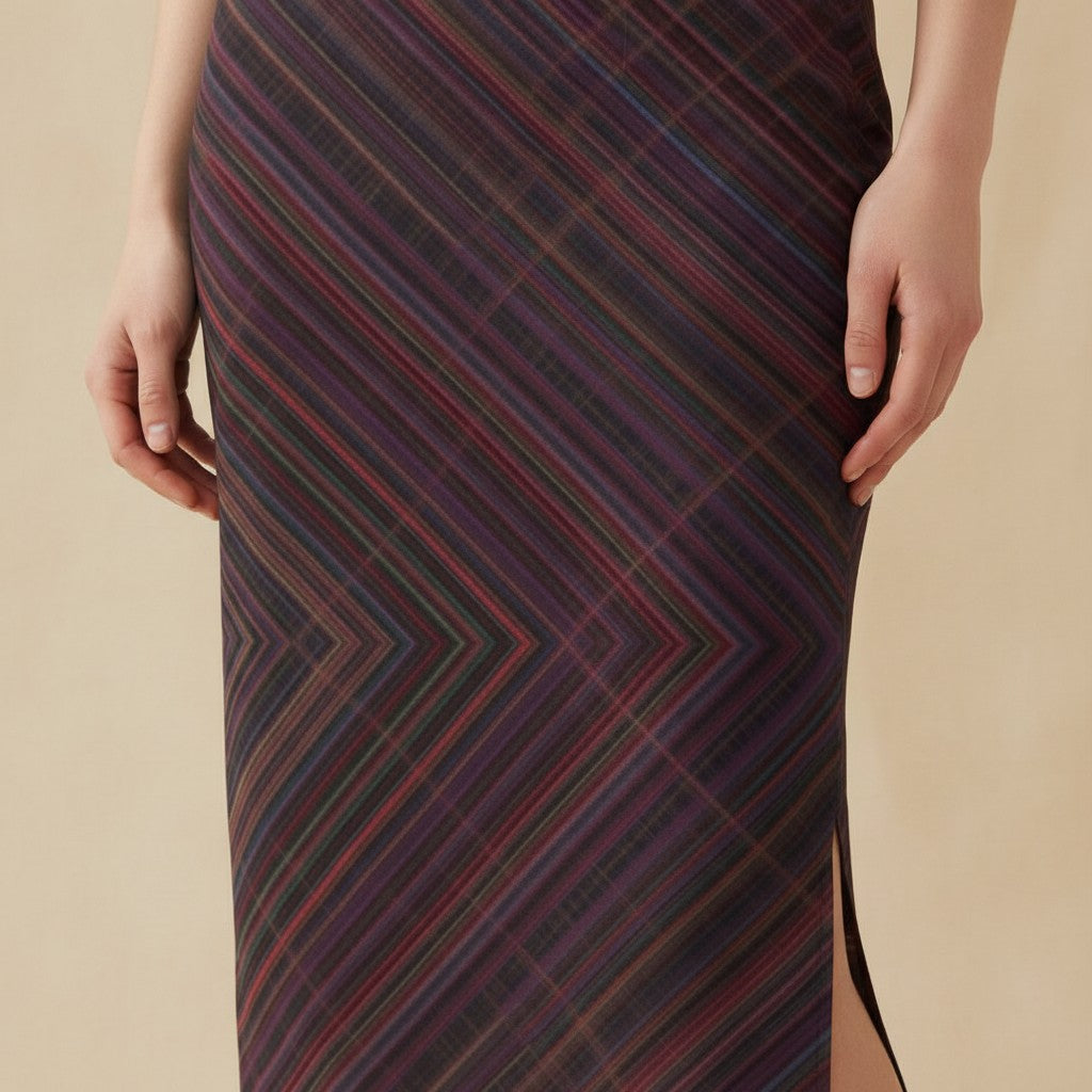 Women's Printed Pencil Skirt | Weave | Diagonal Line Print | Ankle Length | Bodycon