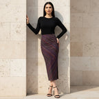 Women's Printed Pencil Skirt | Weave | Diagonal Line Print | Ankle Length | Bodycon