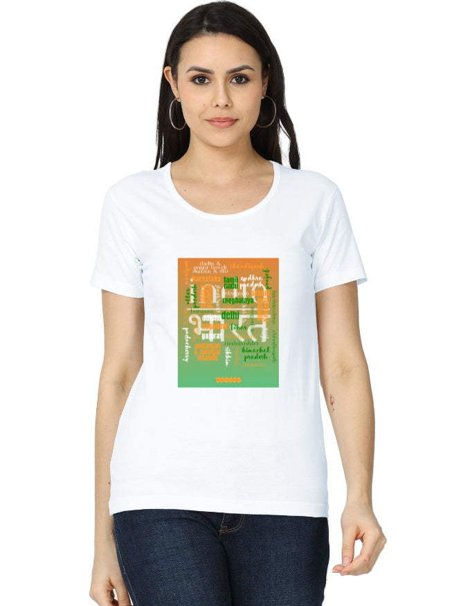 Unity in Diversity Typography Women's T-Shirt - Regional Matrix Design - White