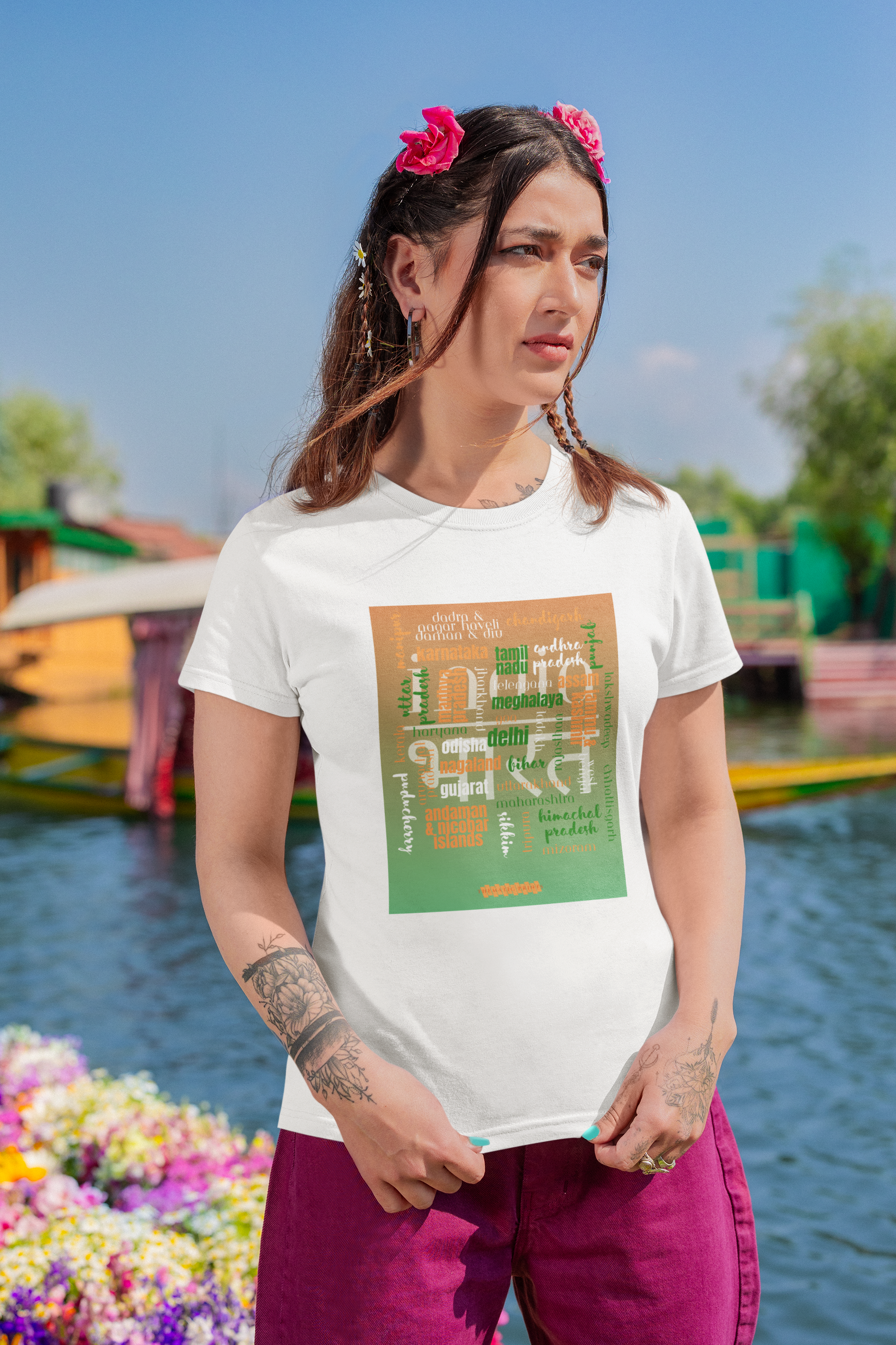 Unity in Diversity Typography Women's T-Shirt - Regional Matrix Design - White