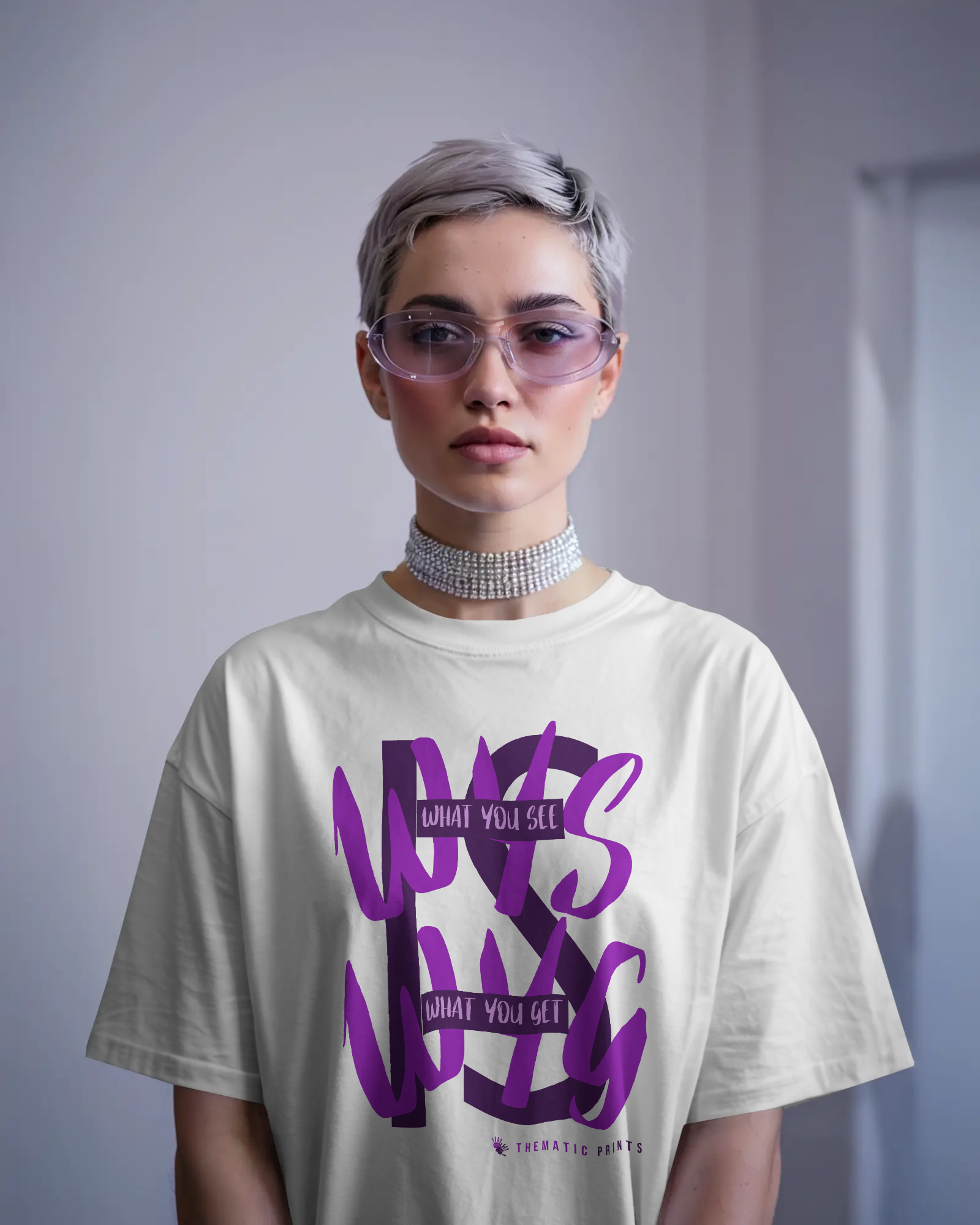 WYSIWYG Typography Unisex Oversized T-Shirt - What You See Is What You Get Self Expression Tee