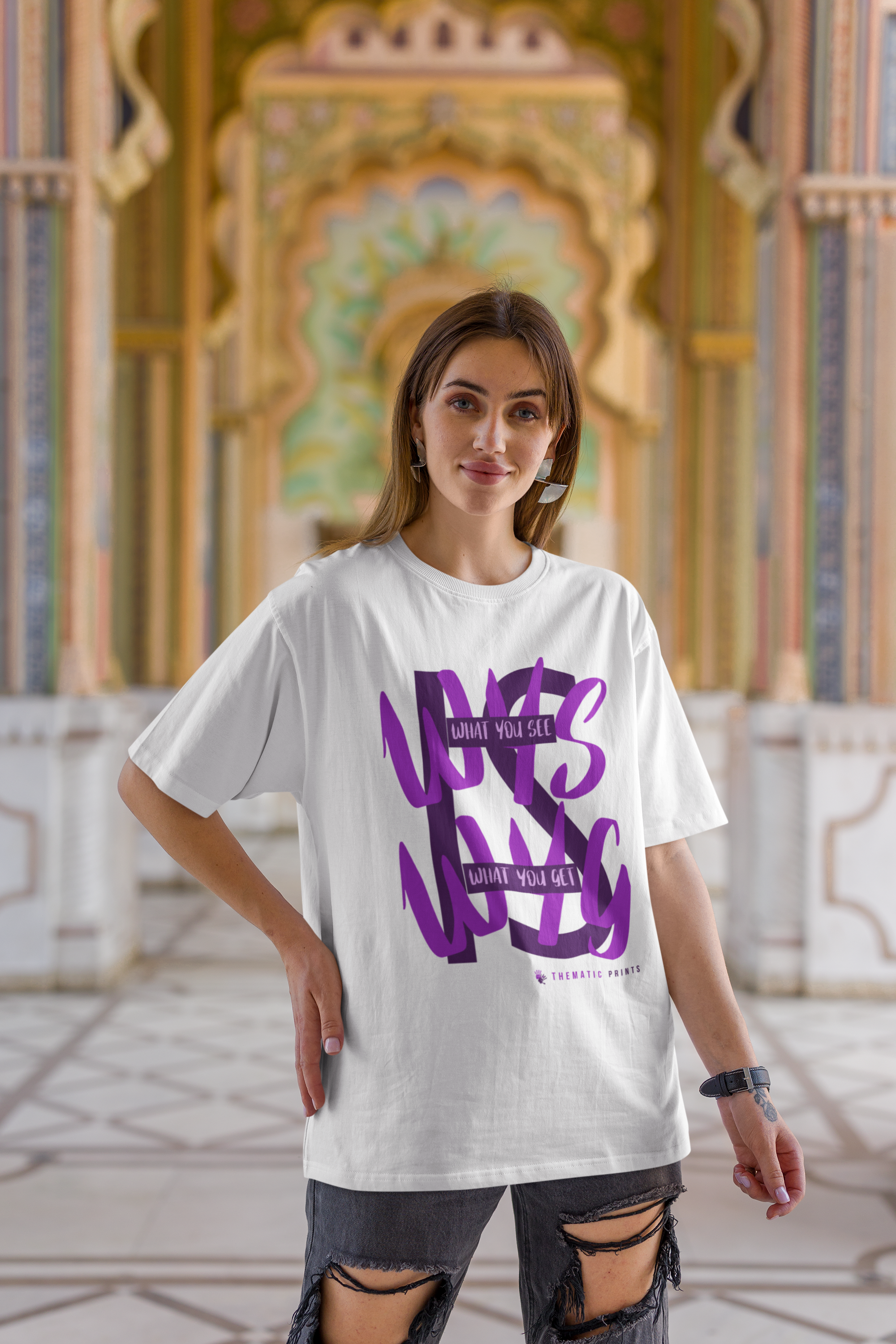 WYSIWYG Typography Unisex Oversized T-Shirt - What You See Is What You Get Self Expression Tee