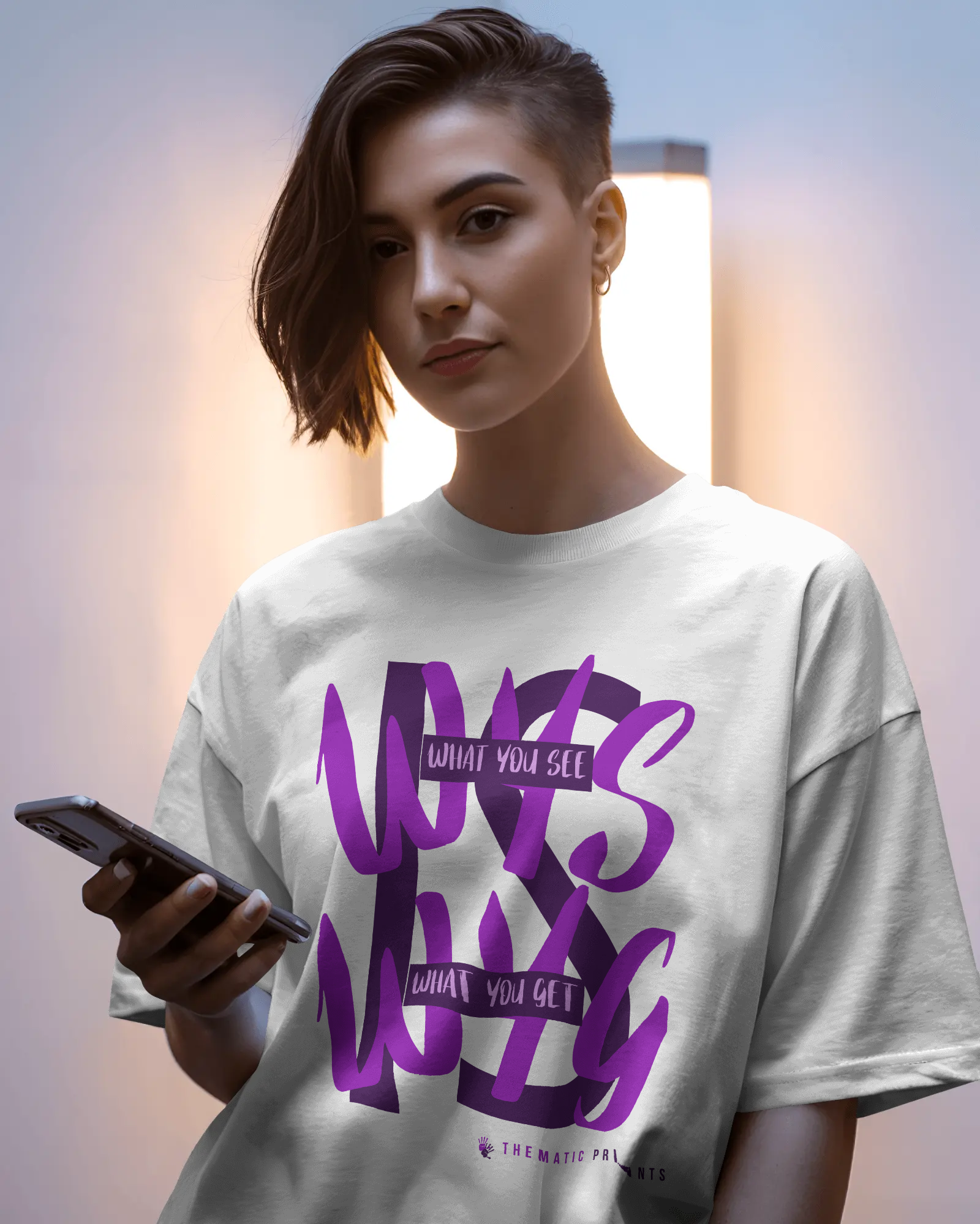WYSIWYG Typography Unisex Oversized T-Shirt - What You See Is What You Get Self Expression Tee