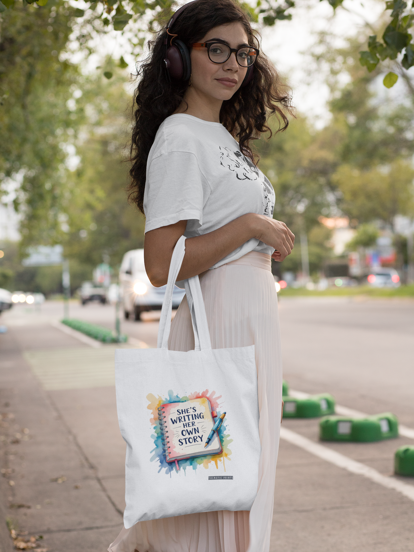 Canvas Tote Bag with Zipper | Women's Day Gifting | She is Writing Her Own Story