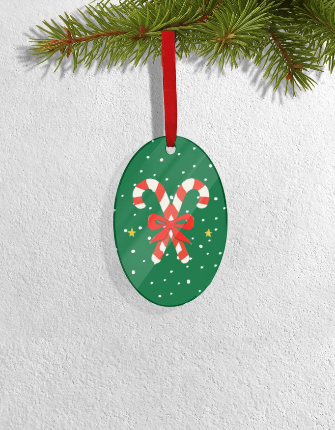 Set of 4 Acrylic Xmas Ornament - Oval