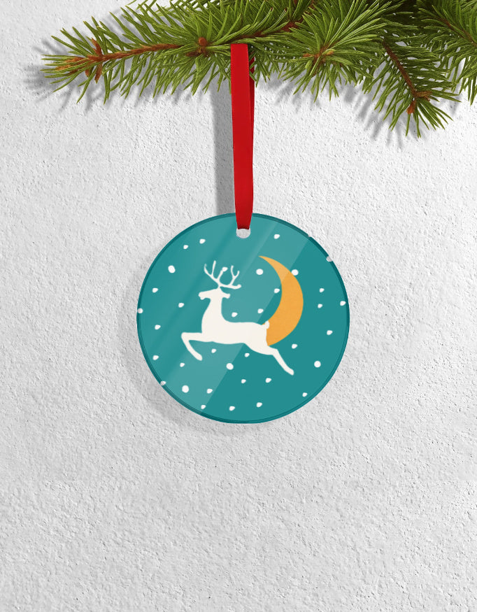 Set of 4 Acrylic Xmas Ornament - Reindeer