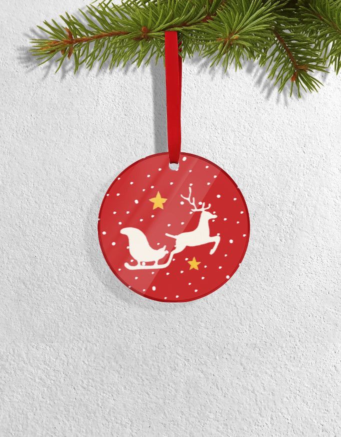 Set of 4 Acrylic Xmas Ornament - Round
