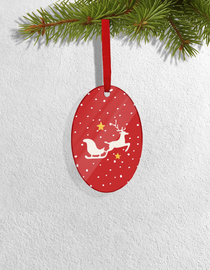 Set of 4 Acrylic Xmas Ornament - Oval