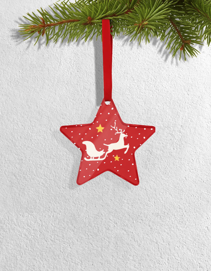 Set of 4 Acrylic Xmas Ornament - Sleigh